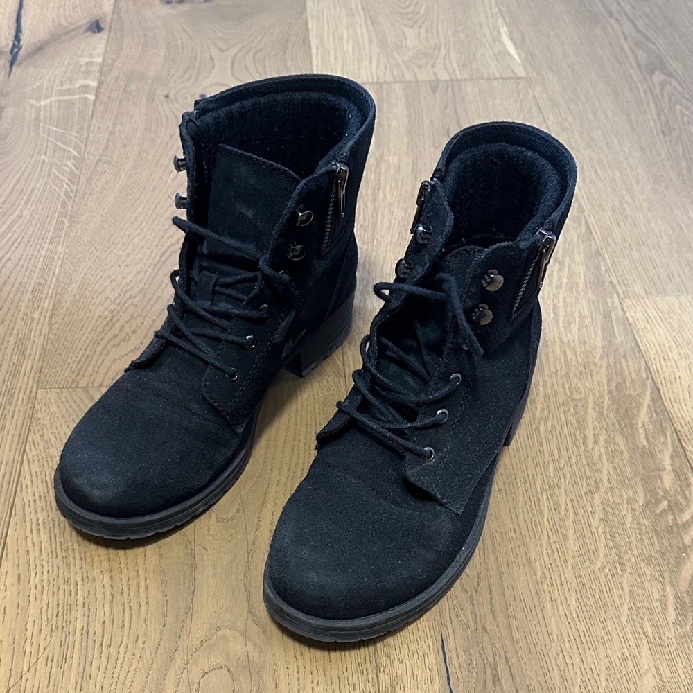 Black Lace-Up Ankle Boots